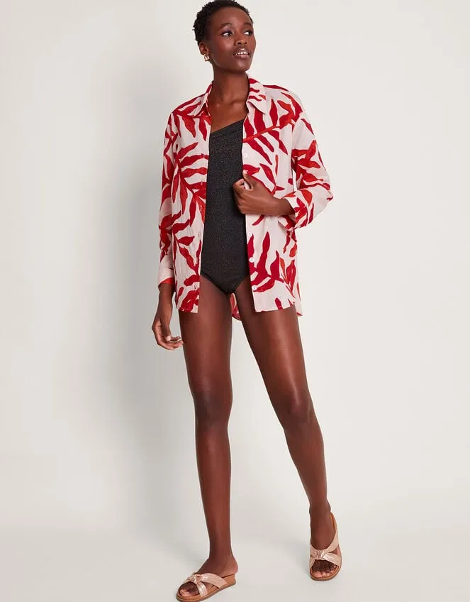 Women Priya Palm Print Shirt Red Monsoon Tops and Blouses