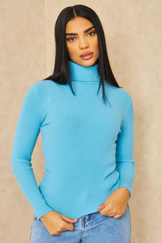 Women Pull Ctel Col Roul Bleu Clair Bleuclair Brentiny Paris Sweaters and Sweatshirts