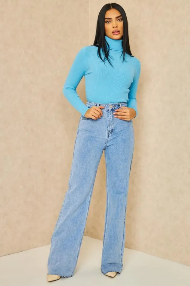 Women Pull Ctel Col Roul Bleu Clair Bleuclair Brentiny Paris Sweaters and Sweatshirts
