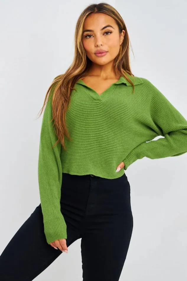 Women Pull Court En Mailles Vert Col Rabat Green Brentiny Paris Sweaters and Sweatshirts Women Pull Court En Mailles Vert Col Rabat Green Brentiny Paris Sweaters and Sweatshirts