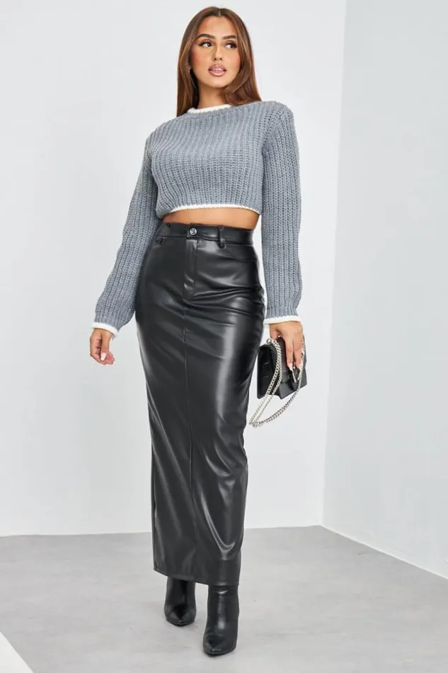Women Pull Court Gris En Maille Bicolore Grey Brentiny Paris Sweaters and Sweatshirts Women Pull Court Gris En Maille Bicolore Grey Brentiny Paris Sweaters and Sweatshirts