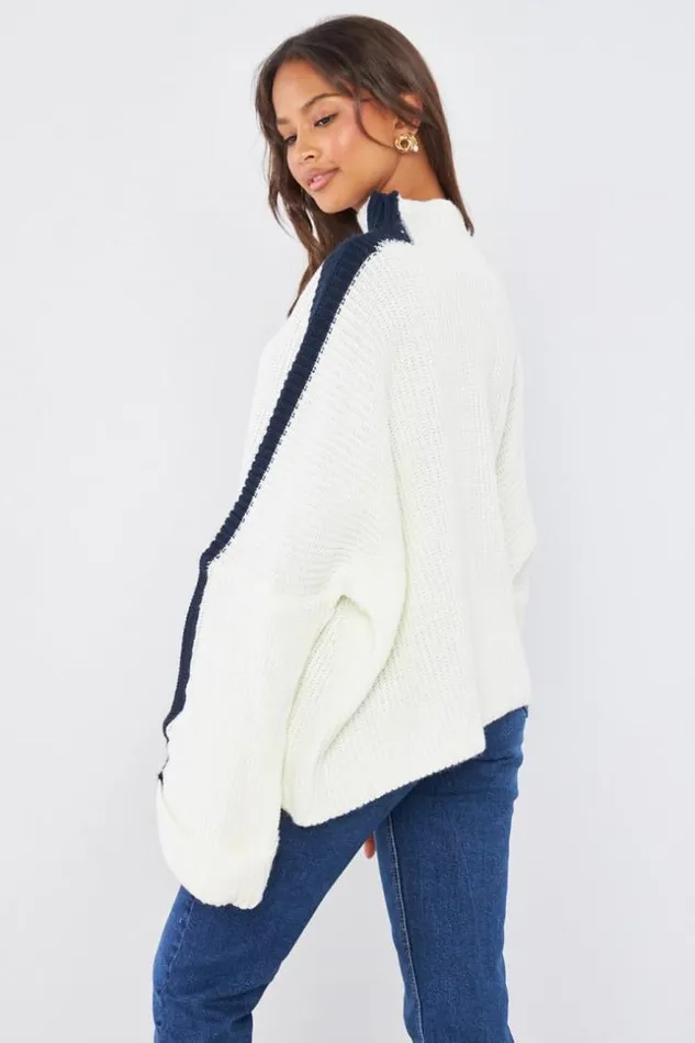 Women Pull cru En Maille Bicolore Ecru Brentiny Paris Sweaters and Sweatshirts Women Pull cru En Maille Bicolore Ecru Brentiny Paris Sweaters and Sweatshirts