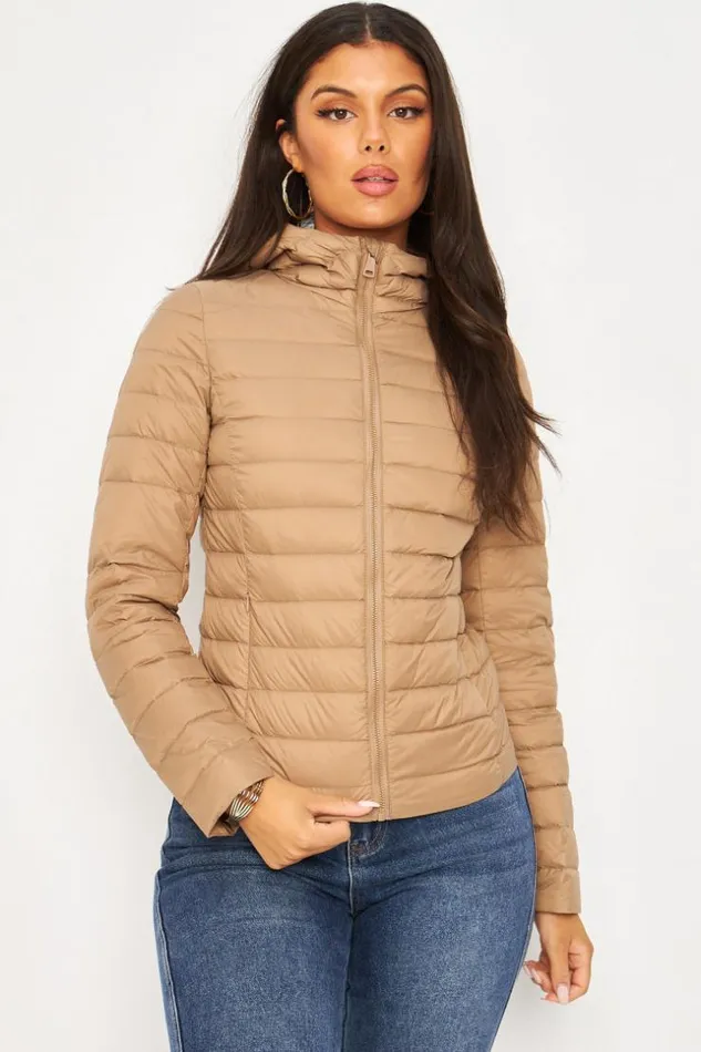 Women Quilted Liner Jacket With Hood In Taupe Brown Brentiny Paris Parkas And Down Jackets Women Quilted Liner Jacket With Hood In Taupe Brown Brentiny Paris Parkas And Down Jackets