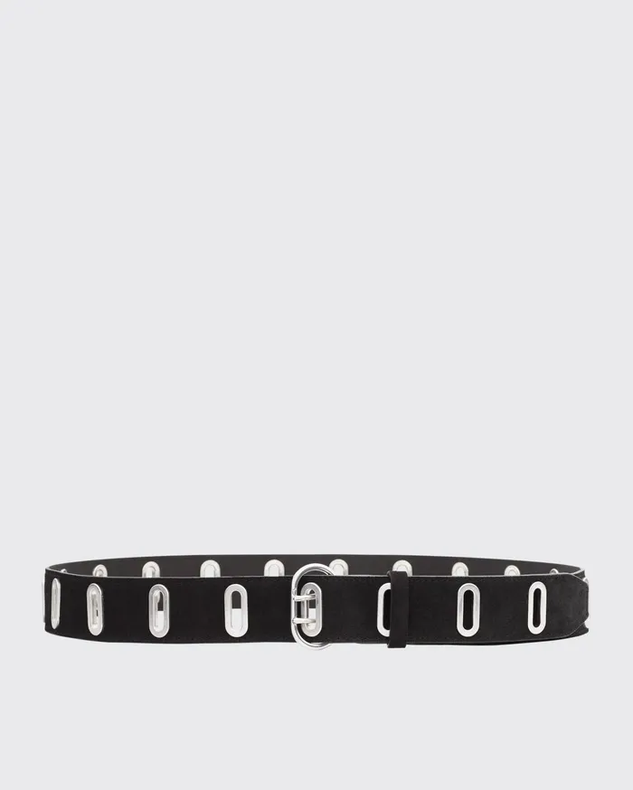 Women Rag and Bone Belts River Studded Belt Black Suede