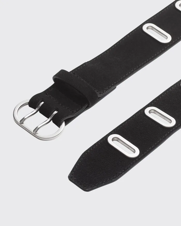 Women Rag and Bone Belts River Studded Belt Black Suede Women Rag and Bone Belts River Studded Belt Black Suede
