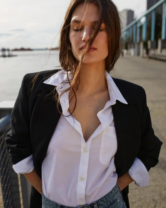 Women Rag and Bone Blazers and Vests Suzanne Viscose Blazer Black