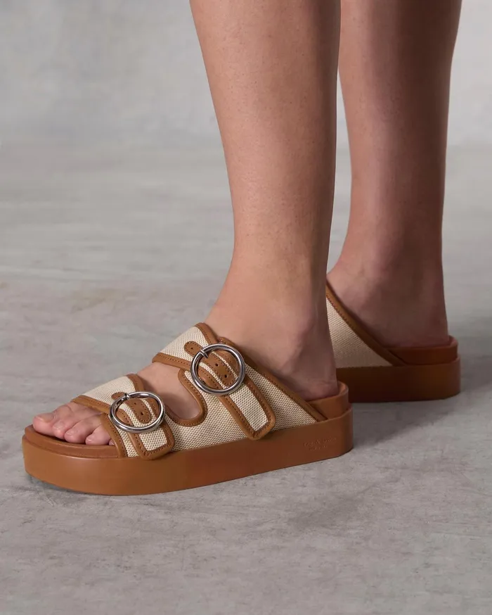 Women Rag and Bone Sandals Geo Buckle Platform Slide Natural Women Rag and Bone Sandals Geo Buckle Platform Slide Natural
