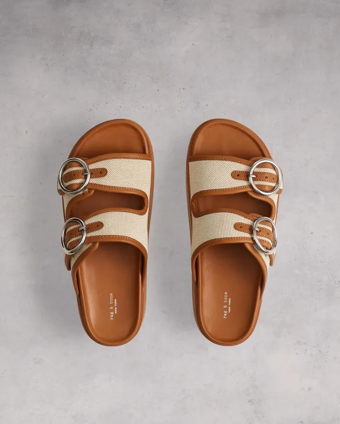 Women Rag and Bone Sandals Geo Buckle Platform Slide Natural Women Rag and Bone Sandals Geo Buckle Platform Slide Natural
