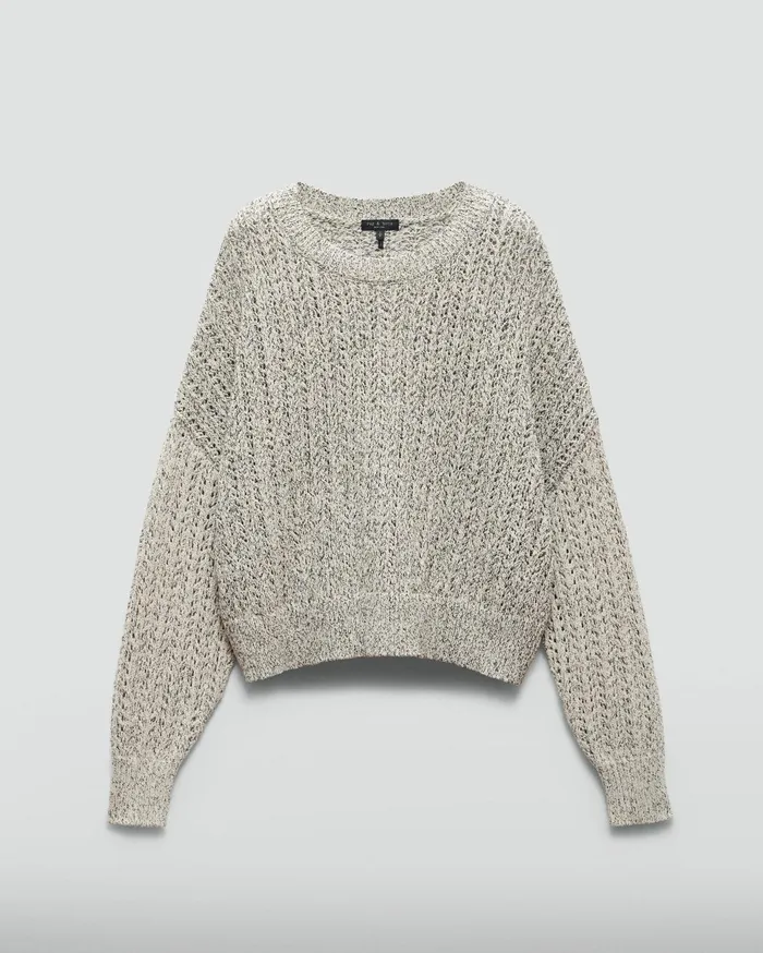 Women Rag and Bone Sweaters Edie Cotton Crew Oatmeal Multi Women Rag and Bone Sweaters Edie Cotton Crew Oatmeal Multi