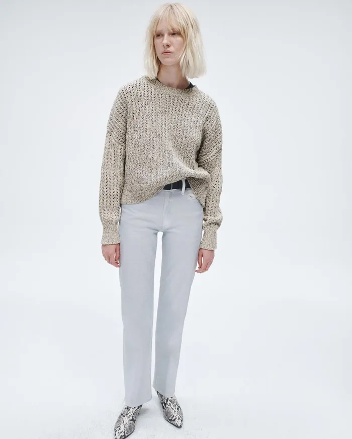 Women Rag and Bone Sweaters Edie Cotton Crew Oatmeal Multi Women Rag and Bone Sweaters Edie Cotton Crew Oatmeal Multi