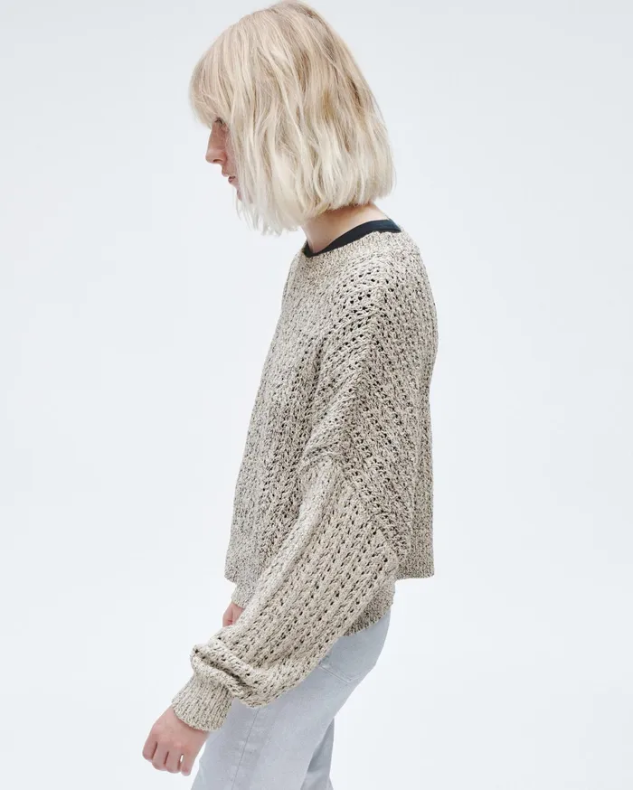 Women Rag and Bone Sweaters Edie Cotton Crew Oatmeal Multi Women Rag and Bone Sweaters Edie Cotton Crew Oatmeal Multi