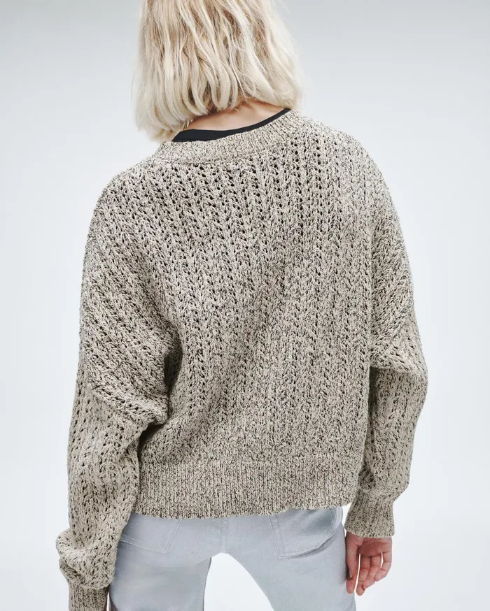 Women Rag and Bone Sweaters Edie Cotton Crew Oatmeal Multi Women Rag and Bone Sweaters Edie Cotton Crew Oatmeal Multi