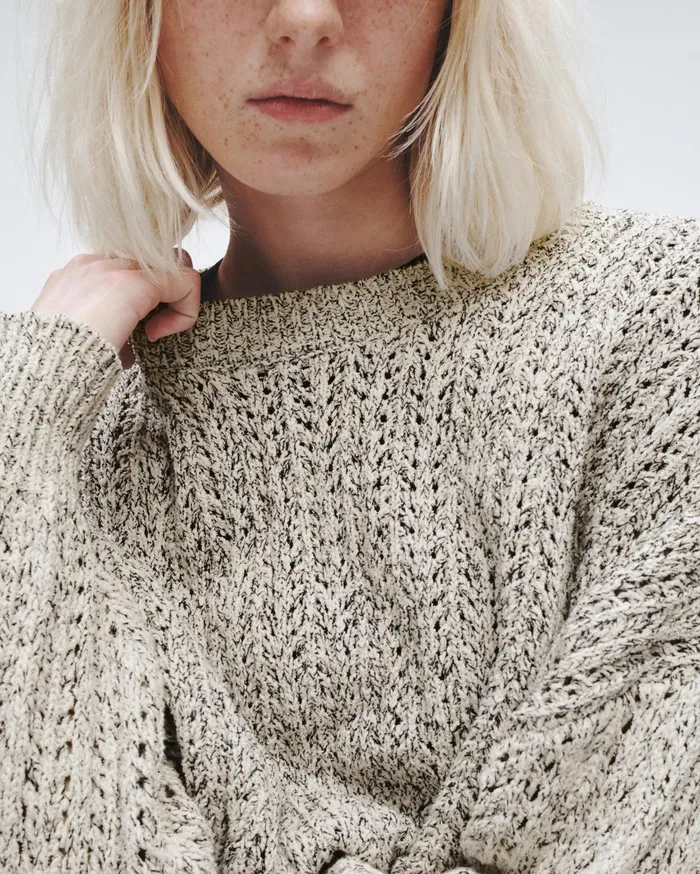 Women Rag and Bone Sweaters Edie Cotton Crew Oatmeal Multi Women Rag and Bone Sweaters Edie Cotton Crew Oatmeal Multi