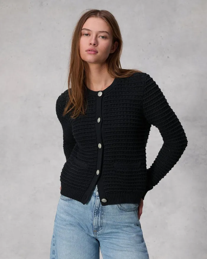 Women Rag and Bone Sweaters Marlee Cotton Cardigan Black Women Rag and Bone Sweaters Marlee Cotton Cardigan Black