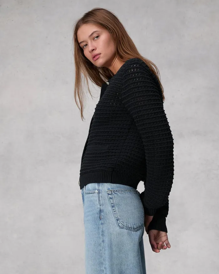 Women Rag and Bone Sweaters Marlee Cotton Cardigan Black Women Rag and Bone Sweaters Marlee Cotton Cardigan Black
