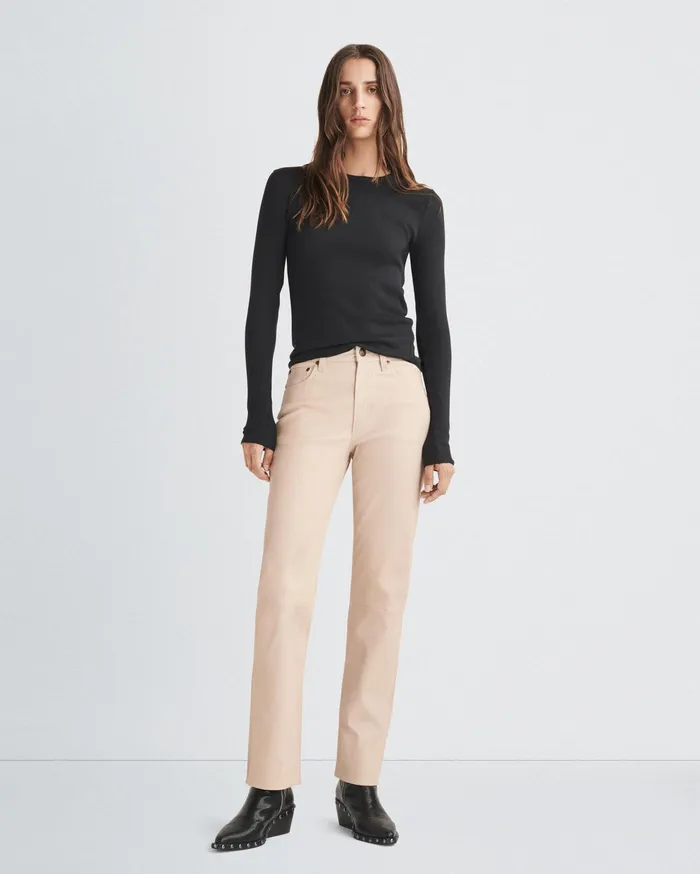 Women Rag and Bone TShirts Essential Rib Long Sleeve Tee Black