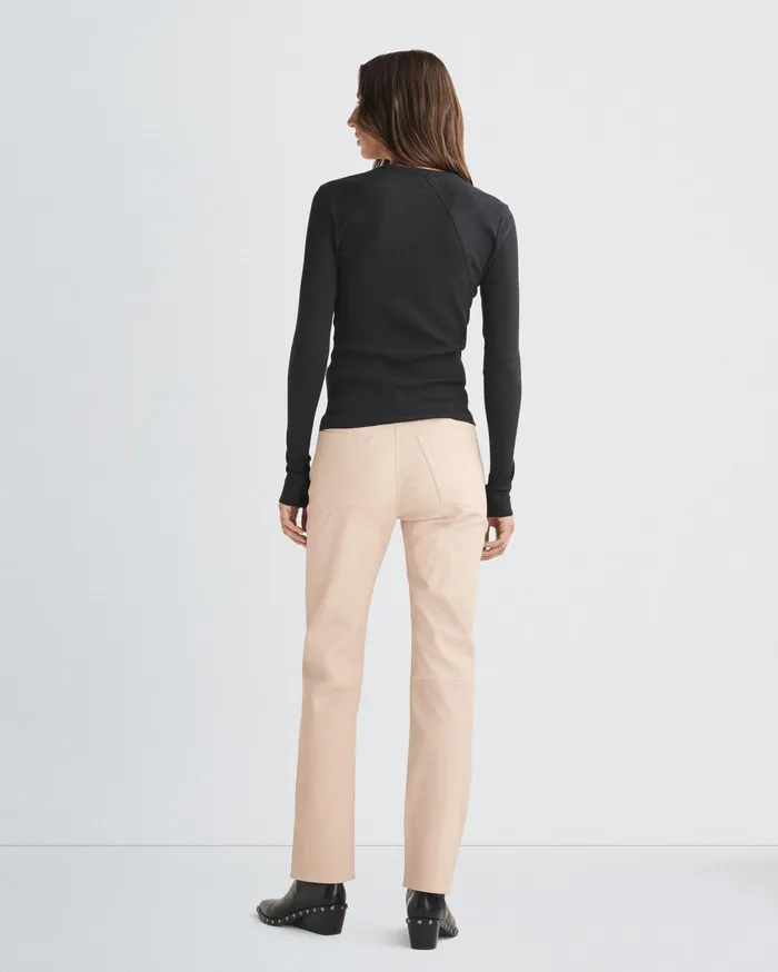 Women Rag and Bone TShirts Essential Rib Long Sleeve Tee Black Women Rag and Bone TShirts Essential Rib Long Sleeve Tee Black
