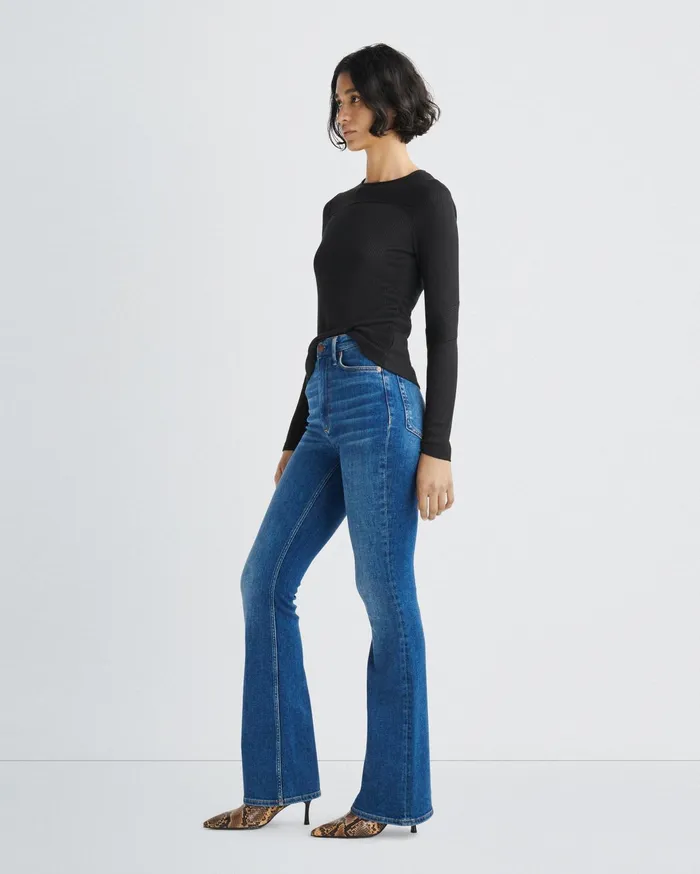 Women Rag and Bone TShirts The Knit Rib Paneled Crew Black Women Rag and Bone TShirts The Knit Rib Paneled Crew Black