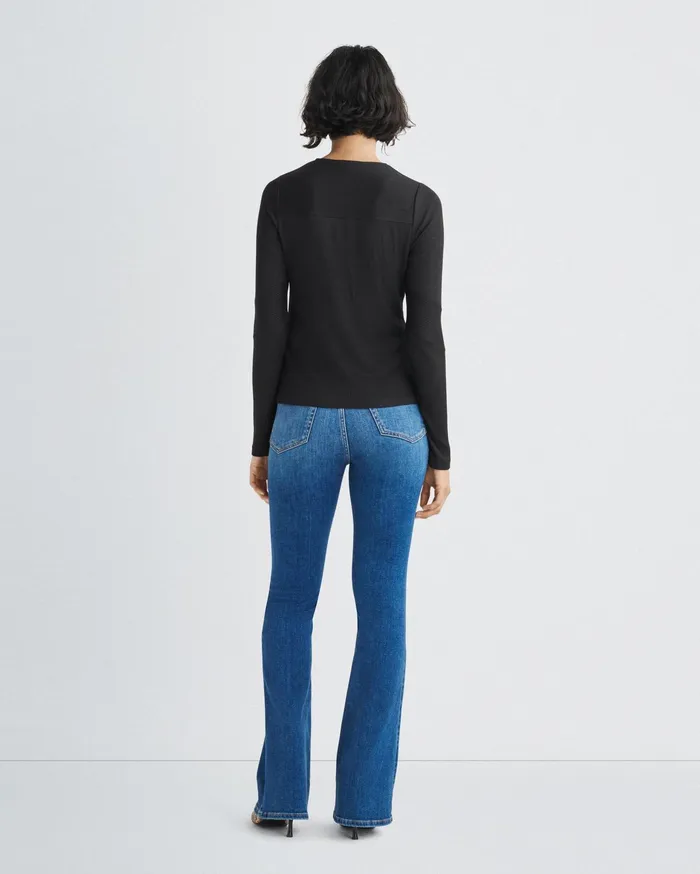 Women Rag and Bone TShirts The Knit Rib Paneled Crew Black Women Rag and Bone TShirts The Knit Rib Paneled Crew Black