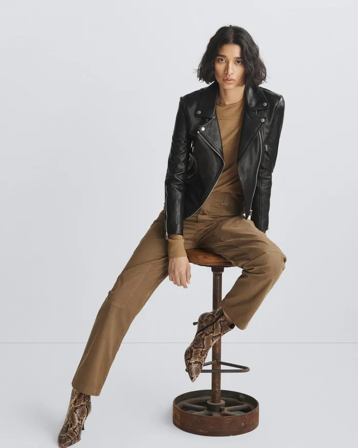 Women Rag and Bone TShirts The Knit Rib Paneled Crew Khaki Women Rag and Bone TShirts The Knit Rib Paneled Crew Khaki