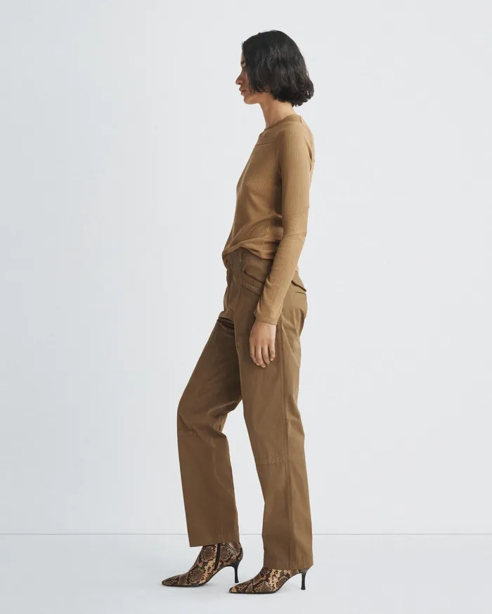 Women Rag and Bone TShirts The Knit Rib Paneled Crew Khaki Women Rag and Bone TShirts The Knit Rib Paneled Crew Khaki