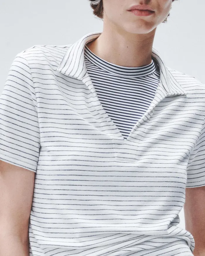 Women Rag and Bone TShirts The Knit Striped Polo Ivory Stripe Women Rag and Bone TShirts The Knit Striped Polo Ivory Stripe