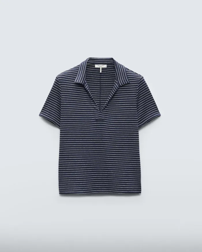 Women Rag and Bone TShirts The Knit Striped Polo Navy Stripe Women Rag and Bone TShirts The Knit Striped Polo Navy Stripe