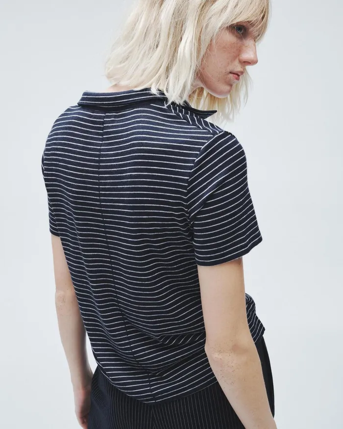 Women Rag and Bone TShirts The Knit Striped Polo Navy Stripe Women Rag and Bone TShirts The Knit Striped Polo Navy Stripe