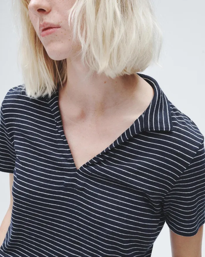 Women Rag and Bone TShirts The Knit Striped Polo Navy Stripe Women Rag and Bone TShirts The Knit Striped Polo Navy Stripe