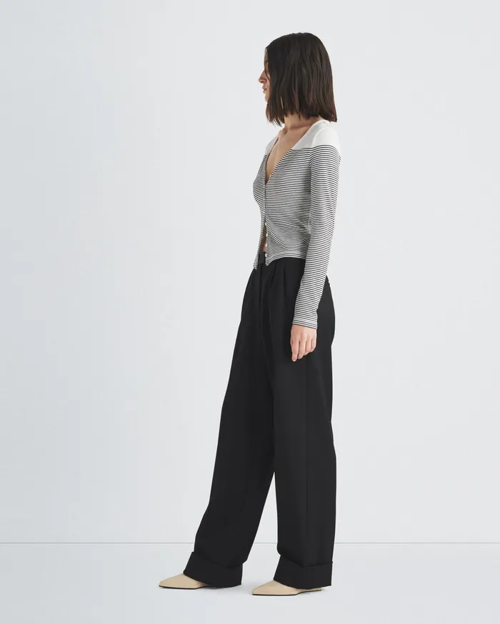 Women Rag and Bone TShirts The Knit Striped Vee Cardigan Blackwhite Women Rag and Bone TShirts The Knit Striped Vee Cardigan Blackwhite