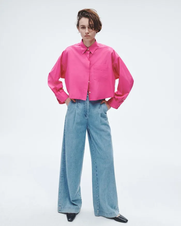 Women Rag and Bone Tops Beatrice Cropped Cotton Poplin Shirt Bright Pink Women Rag and Bone Tops Beatrice Cropped Cotton Poplin Shirt Bright Pink