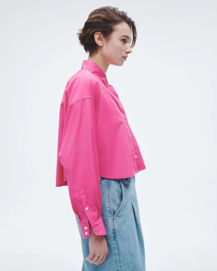 Women Rag and Bone Tops Beatrice Cropped Cotton Poplin Shirt Bright Pink Women Rag and Bone Tops Beatrice Cropped Cotton Poplin Shirt Bright Pink