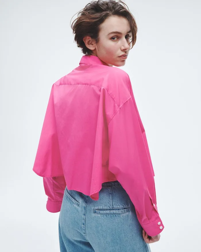 Women Rag and Bone Tops Beatrice Cropped Cotton Poplin Shirt Bright Pink Women Rag and Bone Tops Beatrice Cropped Cotton Poplin Shirt Bright Pink