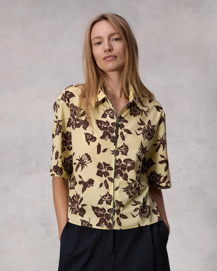 Women Rag and Bone Tops Junie Cotton Poplin Top Yellow Floral
