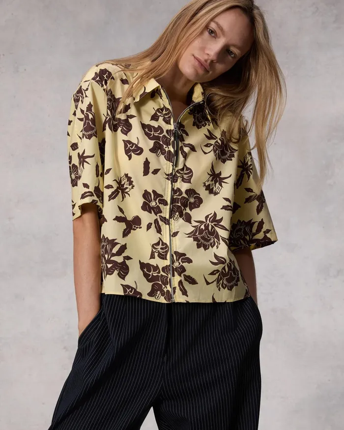 Women Rag and Bone Tops Junie Cotton Poplin Top Yellow Floral Women Rag and Bone Tops Junie Cotton Poplin Top Yellow Floral