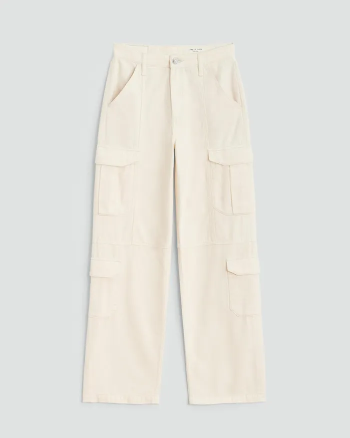 Women Rag and Bone WideLeg Featherweight Cailyn Cargo Ecru Women Rag and Bone WideLeg Featherweight Cailyn Cargo Ecru