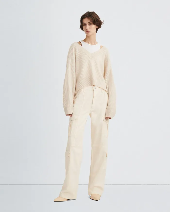 Women Rag and Bone WideLeg Featherweight Cailyn Cargo Ecru Women Rag and Bone WideLeg Featherweight Cailyn Cargo Ecru