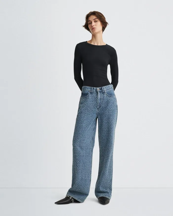 Women Rag and Bone WideLeg Logan Wide Medium Indigo Tweed