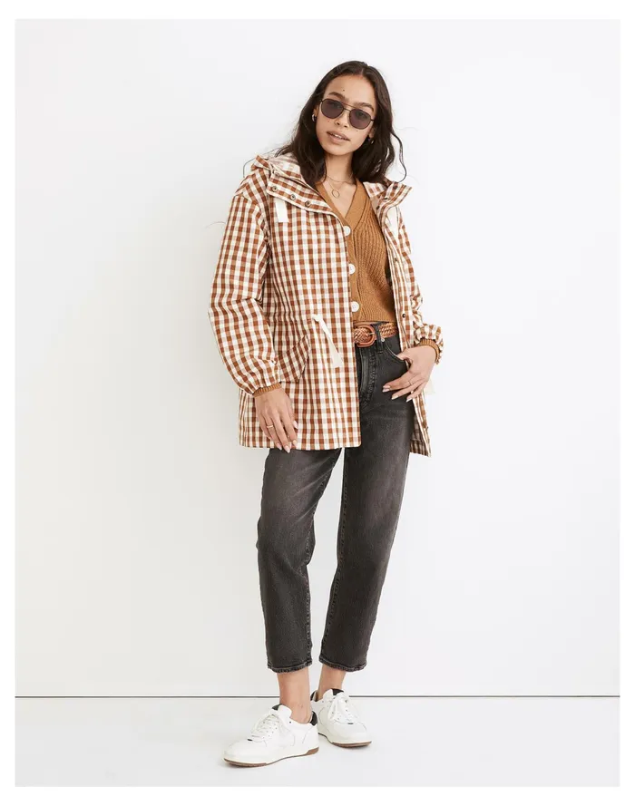 Women Raincloud Raincoat In Gingham Golden Pecan Madewell Jackets Women Raincloud Raincoat In Gingham Golden Pecan Madewell Jackets