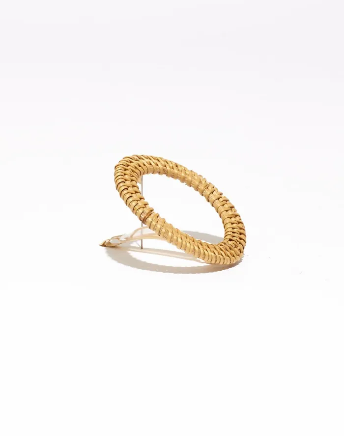 Women Rattan Oversized Circle Barrette Earthen Sand Multi Madewell Hair Accessories Women Rattan Oversized Circle Barrette Earthen Sand Multi Madewell Hair Accessories