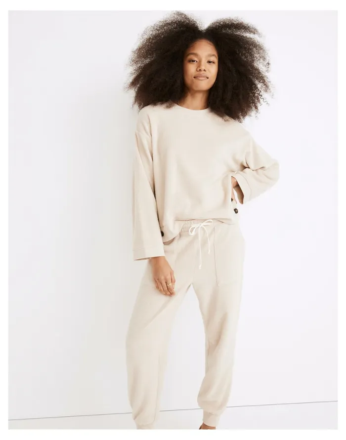 Women Resourced Brushed Side Button Relaxed Sweatshirt Alabaster Madewell Sweatshirts and Sweatpants
