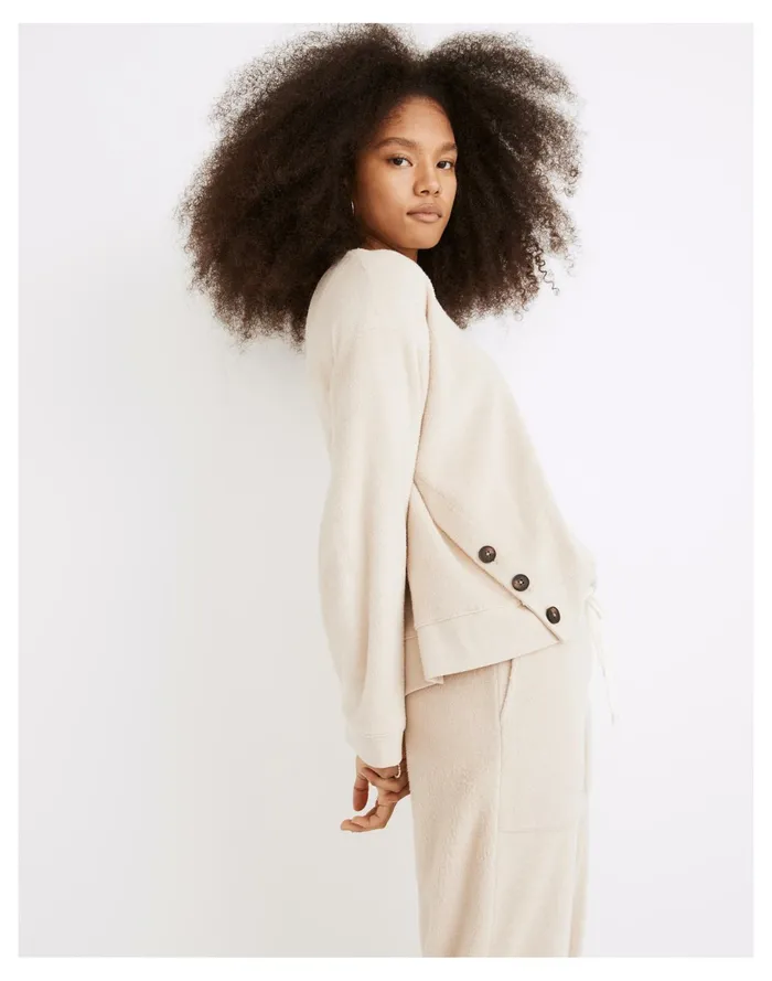 Women Resourced Brushed Side Button Relaxed Sweatshirt Alabaster Madewell Sweatshirts and Sweatpants Women Resourced Brushed Side Button Relaxed Sweatshirt Alabaster Madewell Sweatshirts and Sweatpants