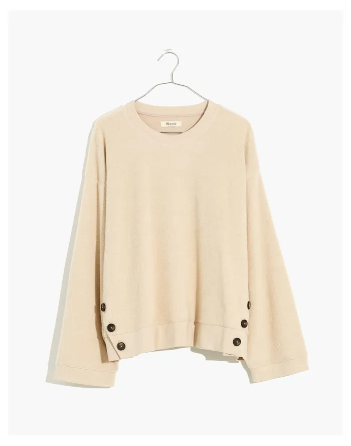 Women Resourced Brushed Side Button Relaxed Sweatshirt Alabaster Madewell Sweatshirts and Sweatpants Women Resourced Brushed Side Button Relaxed Sweatshirt Alabaster Madewell Sweatshirts and Sweatpants