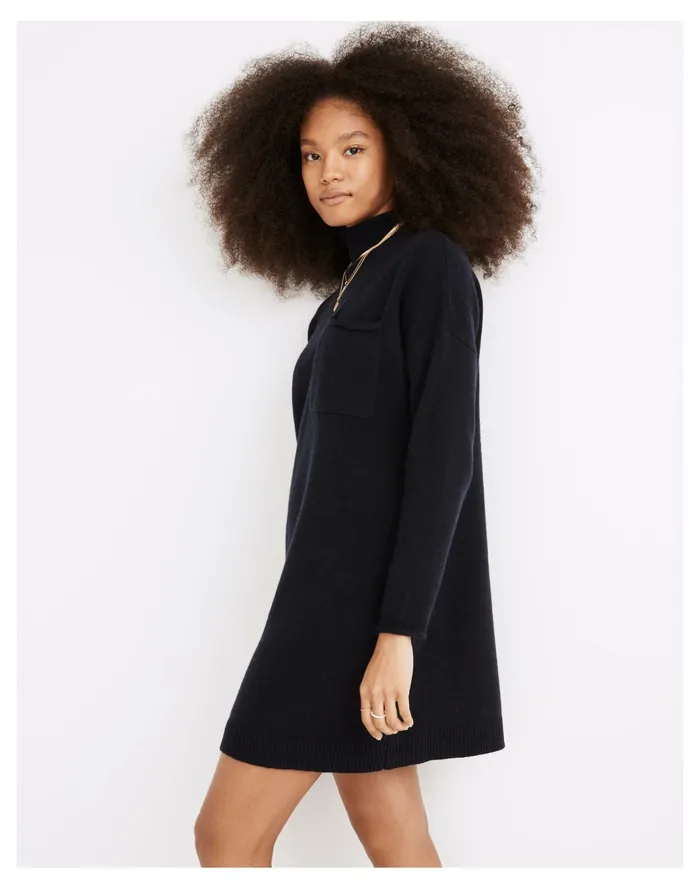 Women Resourced Cashmere Roll Neck Mini Sweater Dress Midnight Blue Madewell Dresses Women Resourced Cashmere Roll Neck Mini Sweater Dress Midnight Blue Madewell Dresses