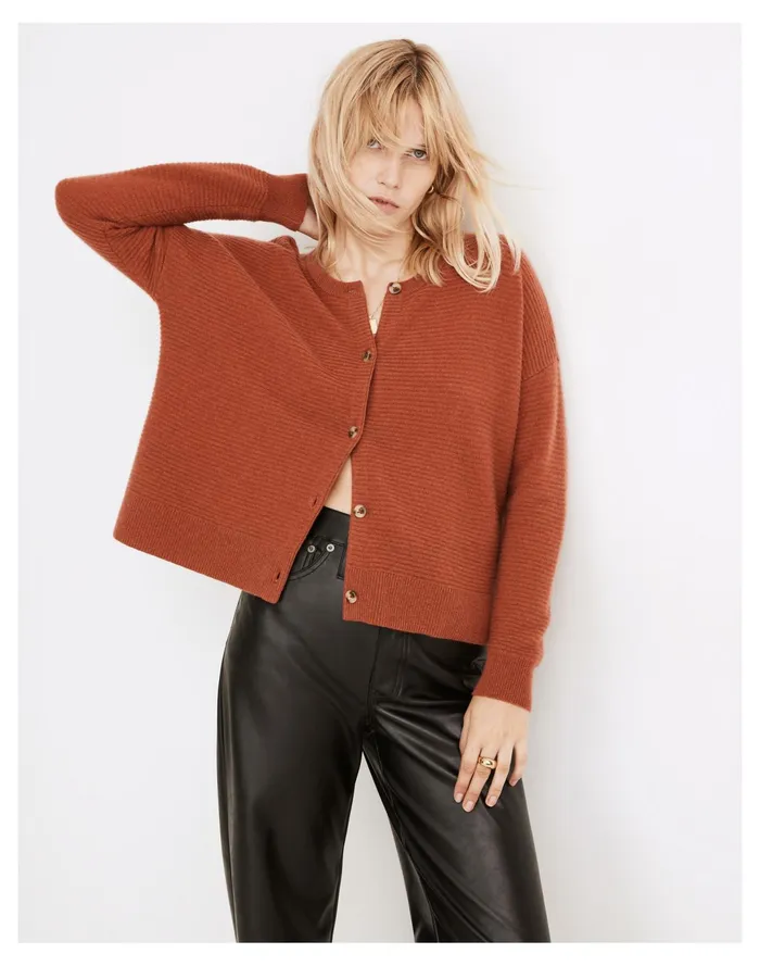 Women Responsible Cashmere Deville Cardigan Sweater Weathered Brick Madewell Sweaters