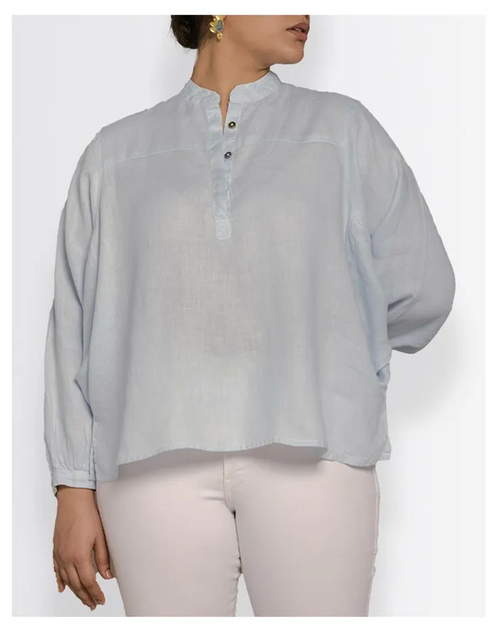 Women Reistor Hemp Afternoon Thunderstorm Henley Shirt Light Blue Madewell Tops and Shirts Women Reistor Hemp Afternoon Thunderstorm Henley Shirt Light Blue Madewell Tops and Shirts