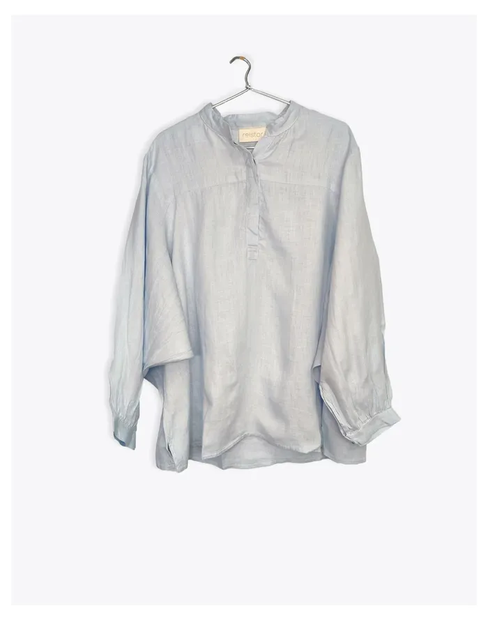 Women Reistor Hemp Afternoon Thunderstorm Henley Shirt Light Blue Madewell Tops and Shirts Women Reistor Hemp Afternoon Thunderstorm Henley Shirt Light Blue Madewell Tops and Shirts