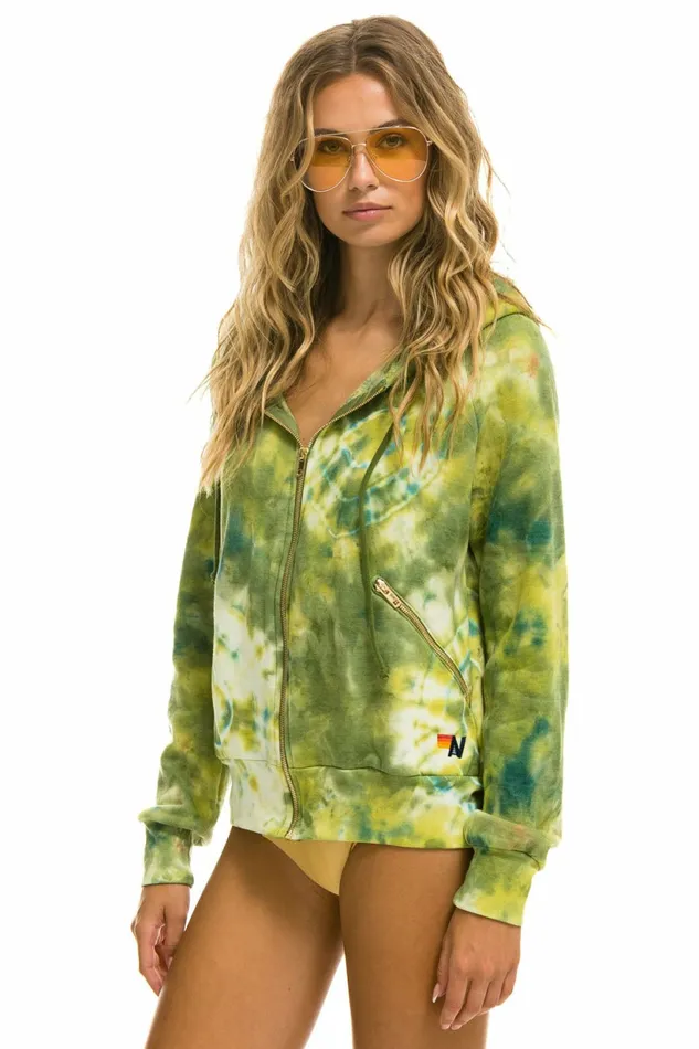 Women RELAXED HAND DYED ZIP HOODIE 8211 TIE DYE GREEN YELLOW Aviator Nation Hoodies Women RELAXED HAND DYED ZIP HOODIE 8211 TIE DYE GREEN YELLOW Aviator Nation Hoodies