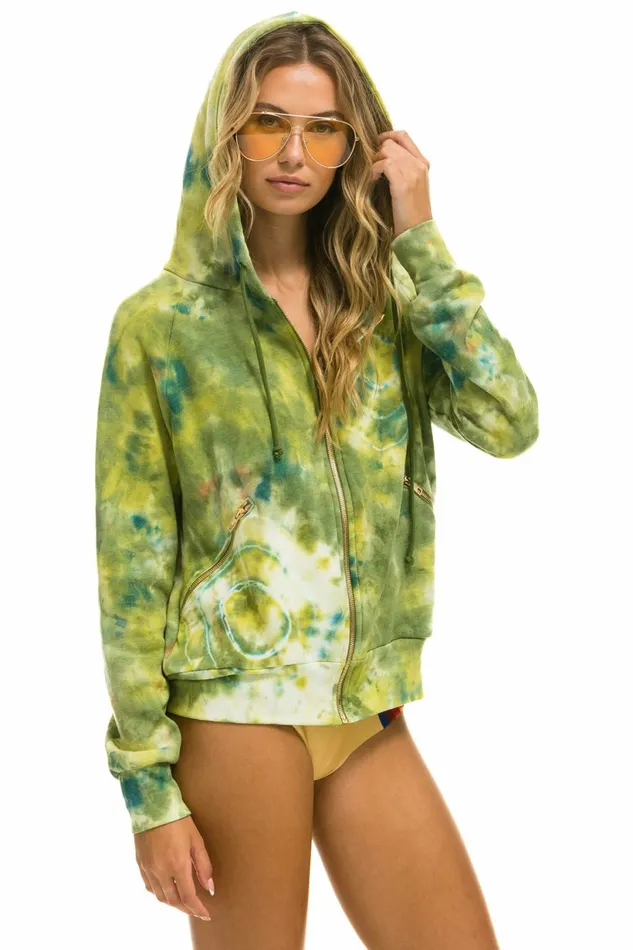 Women RELAXED HAND DYED ZIP HOODIE 8211 TIE DYE GREEN YELLOW Aviator Nation Hoodies Women RELAXED HAND DYED ZIP HOODIE 8211 TIE DYE GREEN YELLOW Aviator Nation Hoodies