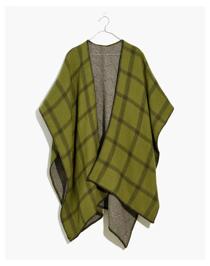 Women Reversible Poncho Wrap Kale Madewell Scarves and Capes
